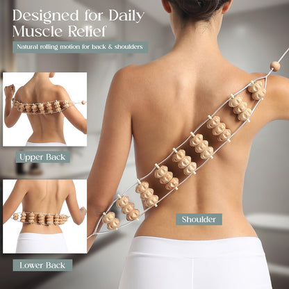 Wood Roller Massager for Body - 15.6 inch Lymphatic Drainage Manual Massage Tools for Sculpting, Muscle Shaping, Celulite Remover - Wooden Massage Tool for Manual Maderotherapy