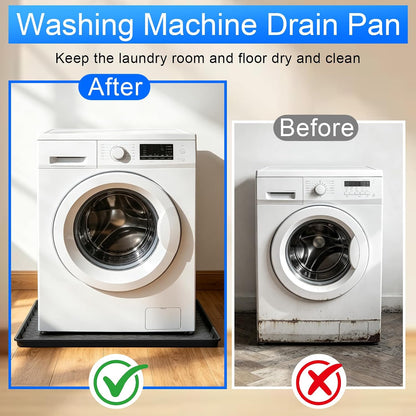 Silicone Washing Machine Drain Pan, 32"x 30" Raised Edge Drip Tray | Thickened silicone; Anti-slip & anti-vibration; Soft & foldable; Protect floors & laundry rooms; Fits most washer or dryer