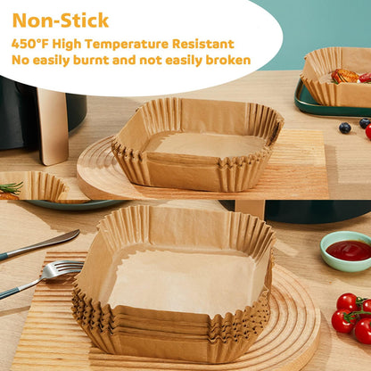 Ailun 100PCS Air Fryer Paper Liners 8 Inch,for 5-8 QT Air Fryer | Oil Resistant, Disposable Food Grade, Free of Bleach Paper, Round, Non-Stick Parchment Paper, Baking, Roasting, Microwave