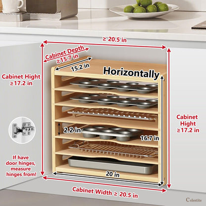 celestite Wooden Baking Sheet Organizer for Cabinet Baking Tray Organizer Cookie Sheet Organizer for Cabinet Kitchen Storage Organization Accessories