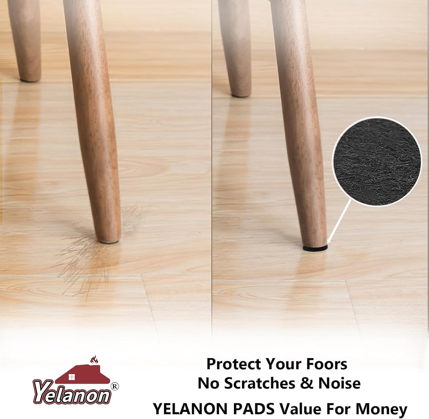 Felt Furniture Pads -182 Pcs Premium Felt Pads for Chair Legs Furniture, Floor Protectors for Hardwood Floors, Black