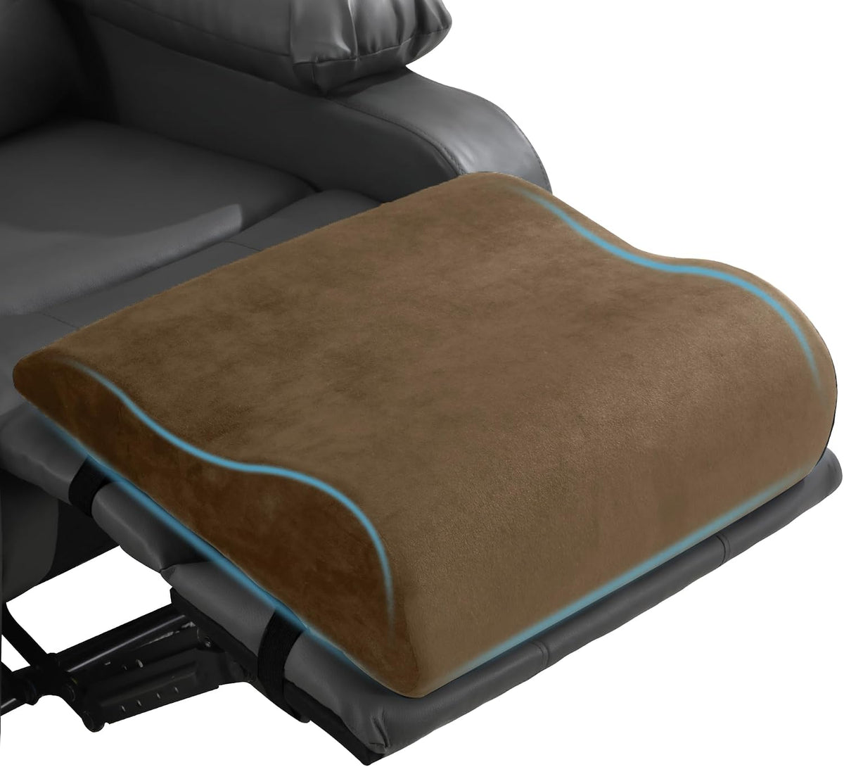 HOMBYS Extra Large Recliner Leg Pillow, Memory Foam Foot Rest Cushion Wave Shape Recliner Footrest Extender, Multi Purpose Back & Lumbar Support Pillow for Recliner, Bed, Sofa Couch,Grey