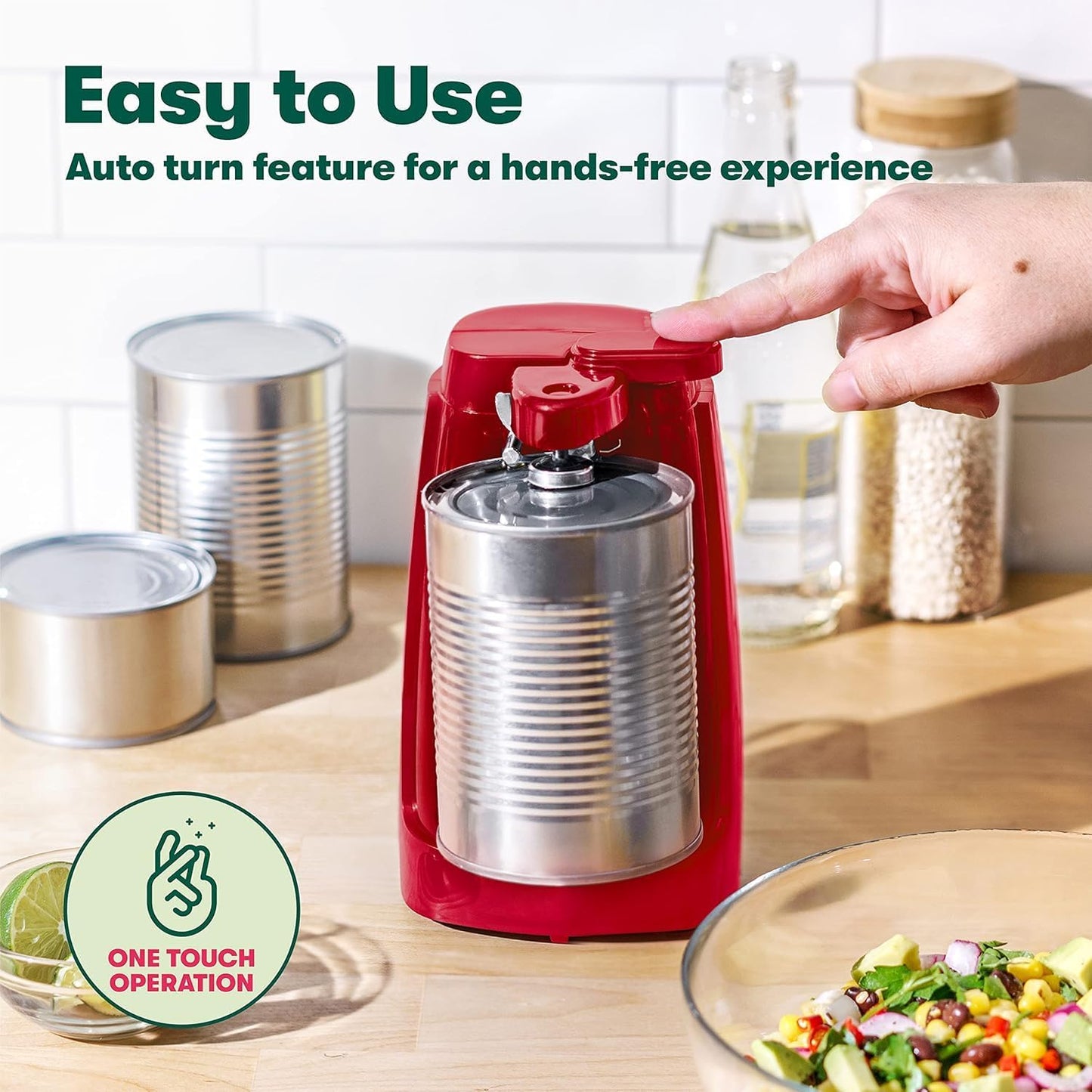 bella Automatic Can Opener, Hands Free, Battery Operated, Cordless, Stainless steel blade to open any Size Can with Magnet to Safely Remove Lid, Seamless Opening Decreases Sharp Edges, Slate