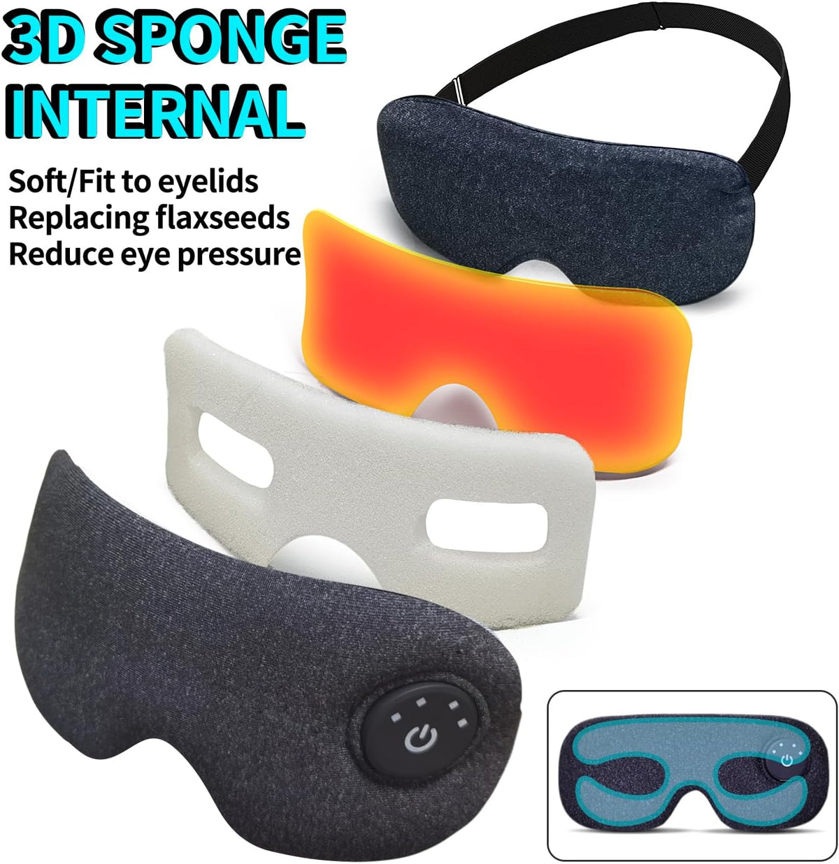 Cordless precised Heated Eye mask for Dry Eyes Relief, Sleep Eyeshade,USB Rechargeable with Battery Indicators, Electric Warm Eye Compress for MGD,Styes,FSA-HSA Eligible