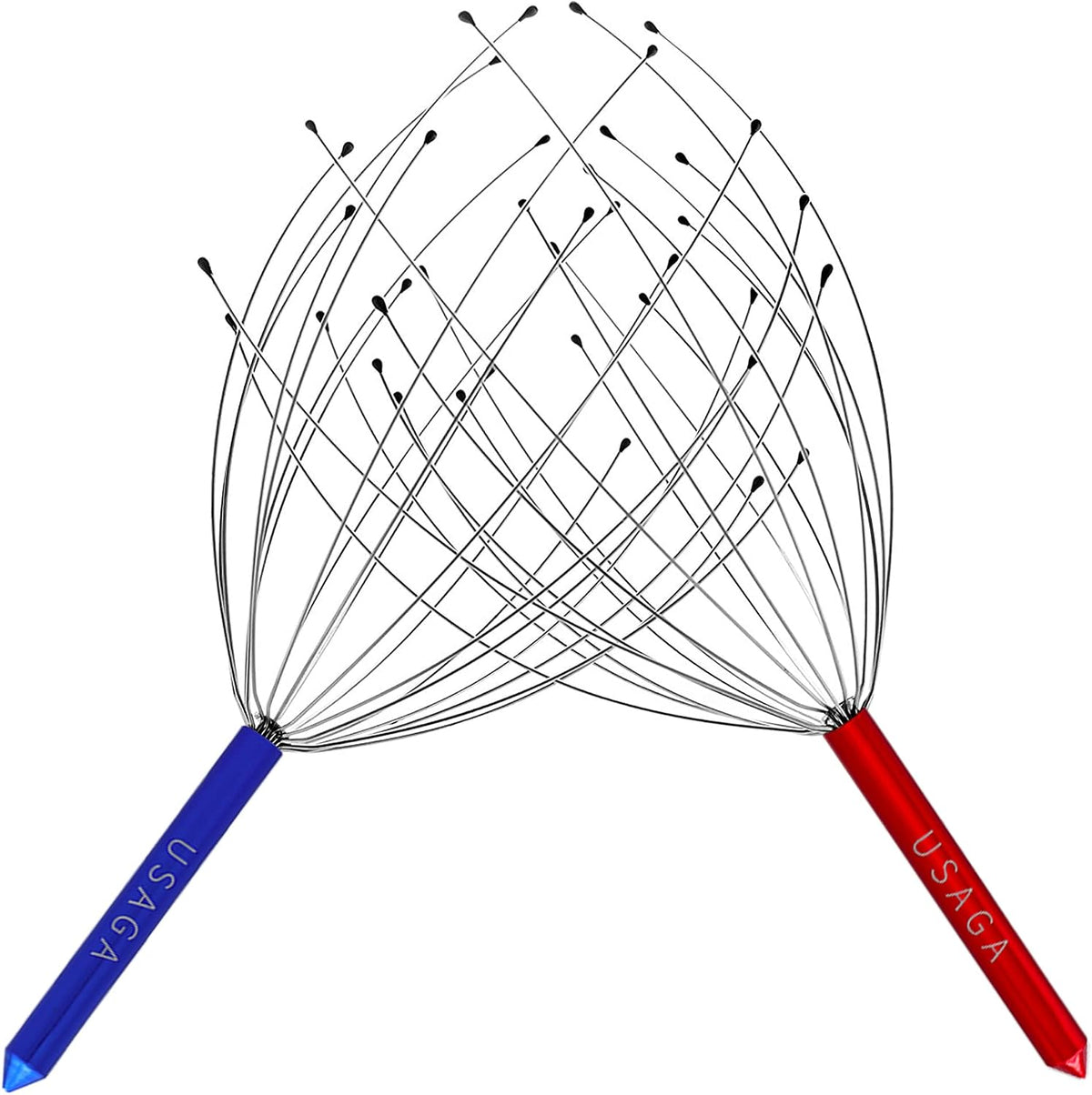 USAGA Head Massager Scalp Massager 20 Fingers Head Scratcher (Red & Blue)