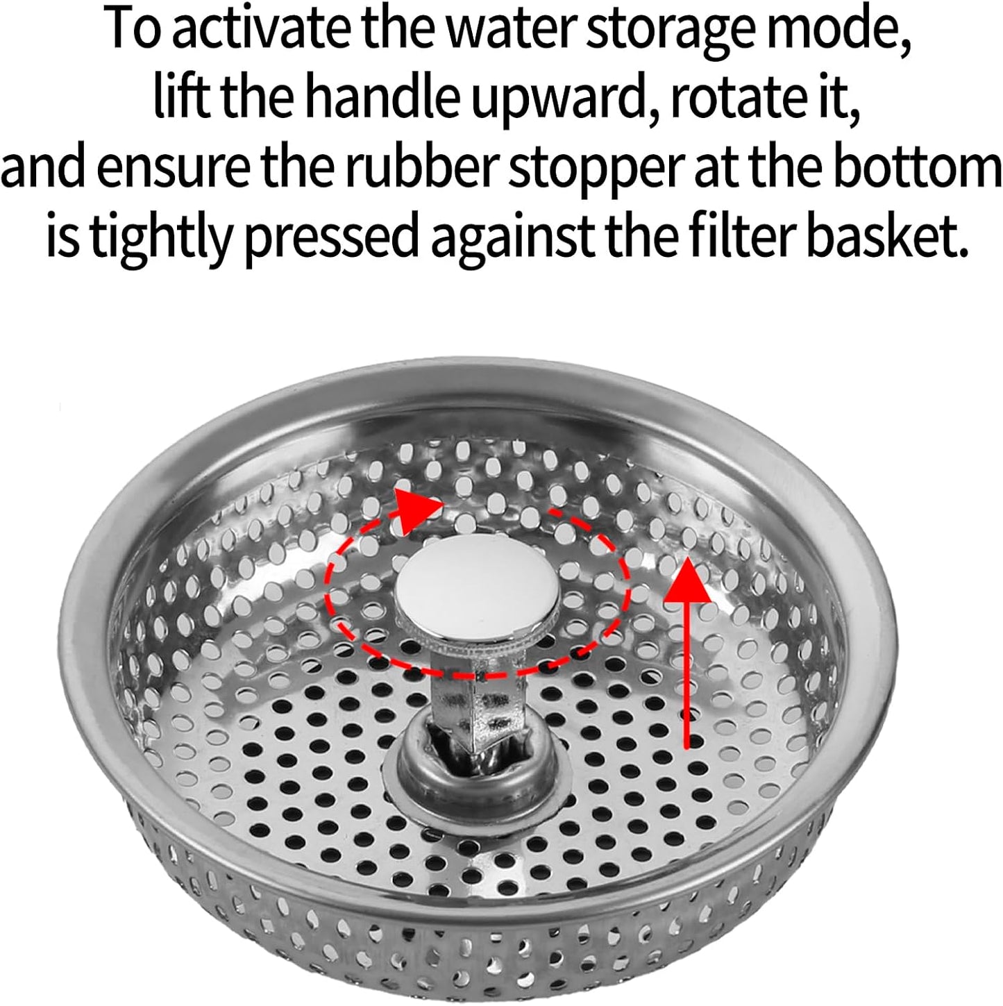 Kitchen Sink Stainless Steel Basket Strainer Replacement with Flat Bottom Rubber Stopper, 3.25 Inch, Indoor and Outdoor Kitchen Sink Strainer