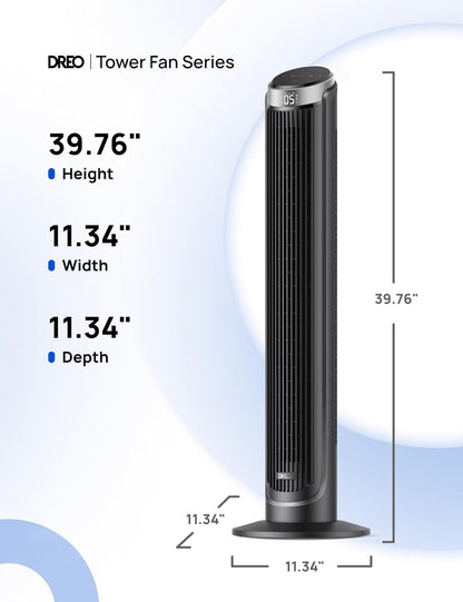 DREO Smart Tower Fan for Bedroom, 90° Oscillating Fan, 26ft/s Wind, 28dB