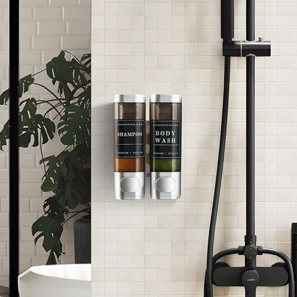 Shampoo and Conditioner Dispenser,Shower Soap Dispenser 3 Chamber No Drill Wall-Mounted Shampoo Dispenser for Shower Wall Mounted Shower Dispenser for Bathroom Hotel Large Capacity,Black