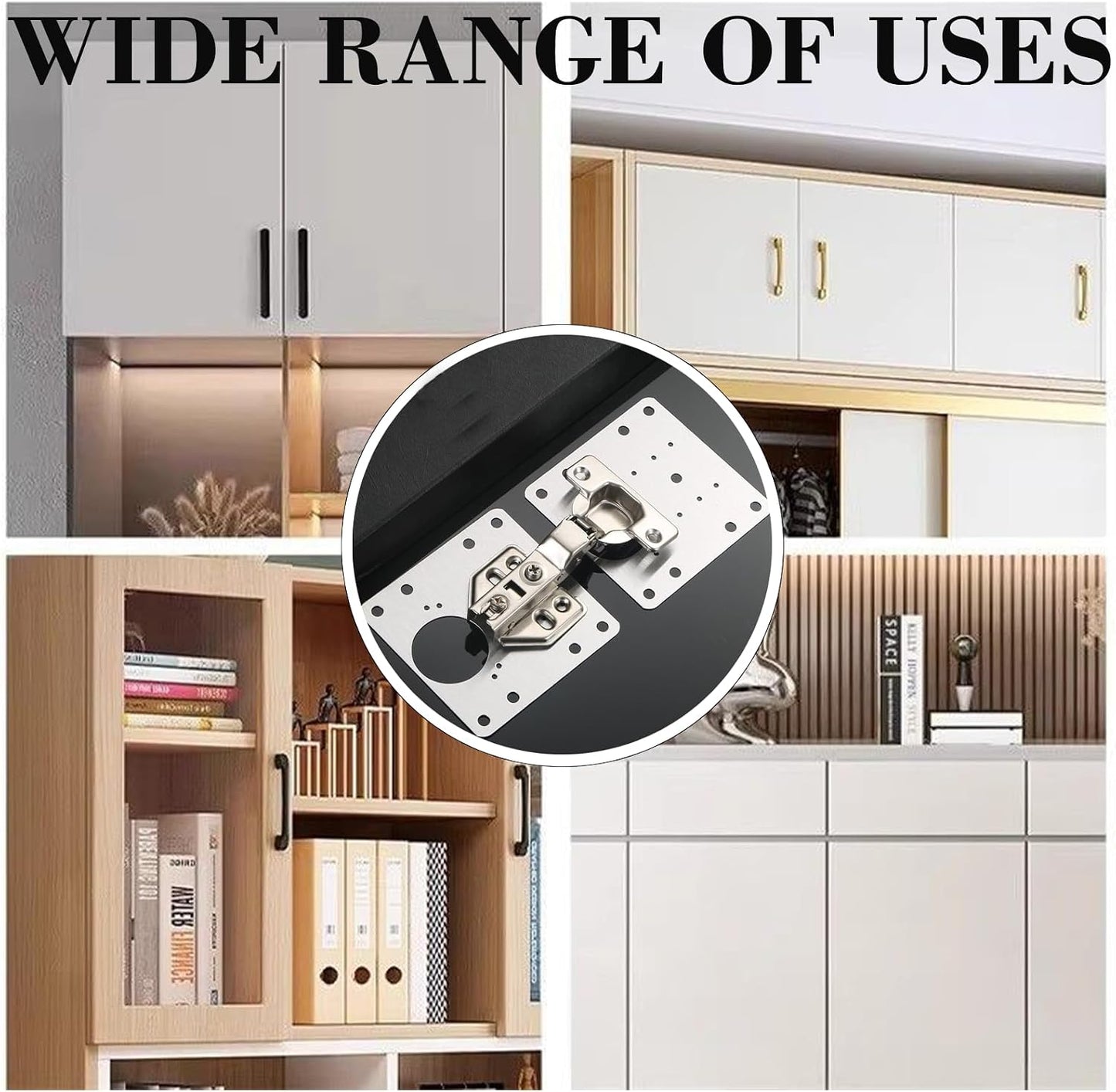 12 Pack Cabinet Hinge Repair Plate Kit, Stainless Steel Cabinet Door Repair Plates with Screws, Fix Loose Hinges & Stripped Screw Holes, Heavy Duty Hinge Reinforcement Brackets for Kitchen Cabinets