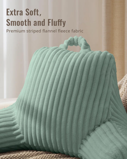 Blissful Diary Reading Pillow, Backrest Pillow with Shredded Memory Foam for Adult & Children, Designed for Bed and Couch Sitting Up, Includes Arms, Pockets and Washable Cover, Off White