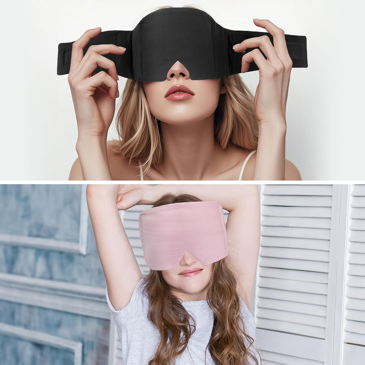 FRESHME Weighted Eye Mask for Sleeping - Gray Blackout (0.7lb/11oz) Cotton Heavy Weighted Eye Pillow for Men Women, Oversize Large Soft Sleep Face Eyes Cover with Nose Pad for Sidesleeper