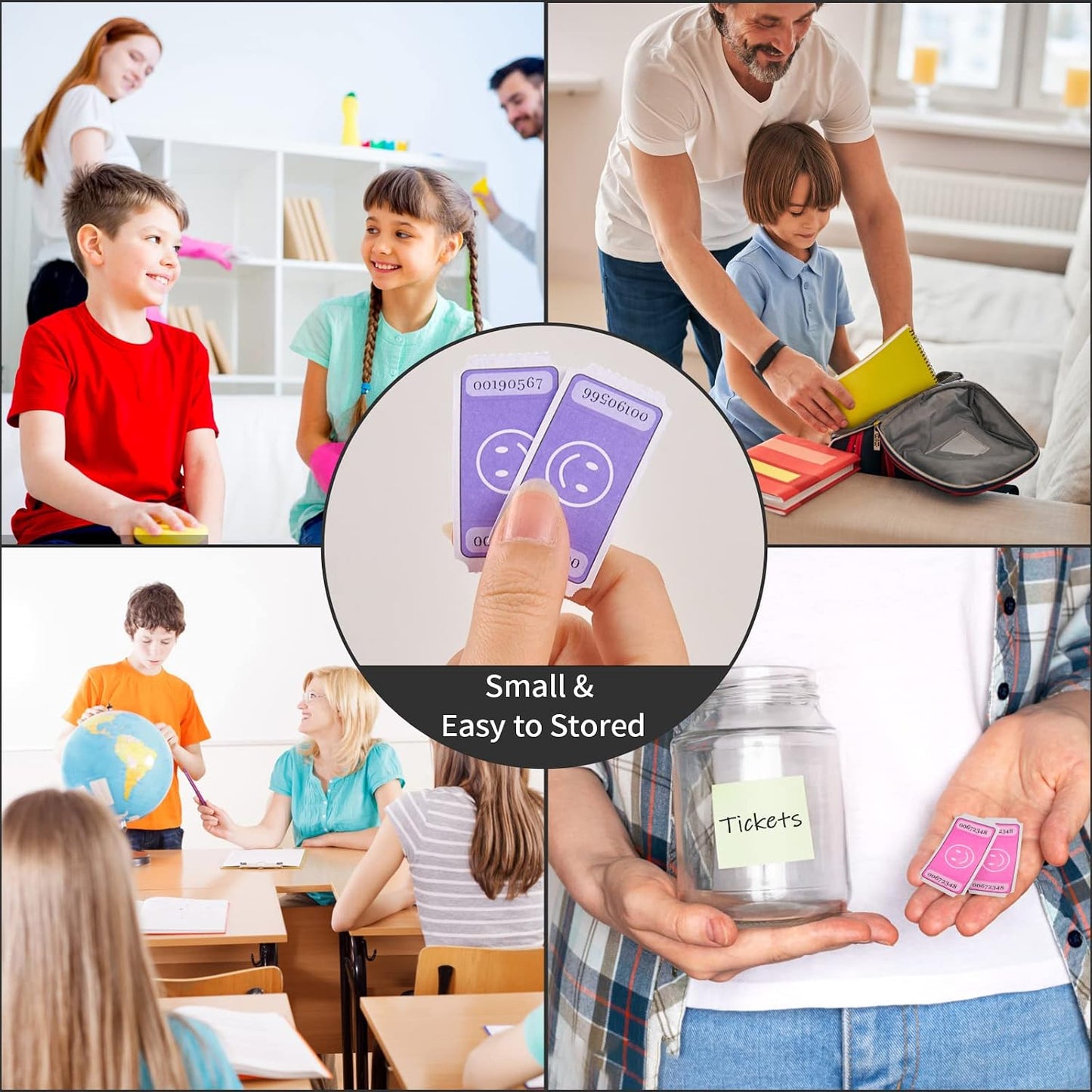 L LIKED Smile Raffle Tickets Roll 1"x2" for Events 1000 Pink | Smile Face Design, Perforated with Consecutive Numbers, Great for Entry, Class Reward & Fundraiser
