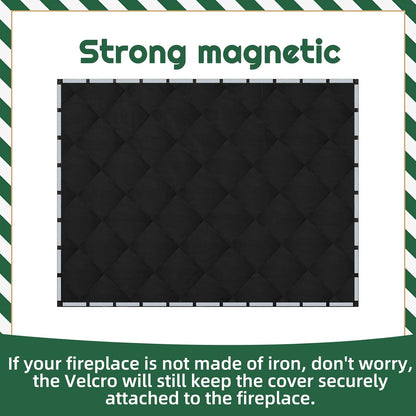 Magnet Fireplace Cover 41" x 29" Fireplace Blocker Blanket with Magnets Indoor Fire Place Draft Stopper Flue Blocker for Living Room Keep Indoor Drafts Out Stops Heat Loss, Black