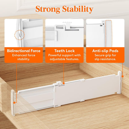 Lifewit 9 Pack 4" High Drawer Dividers, Adjustable Drawer Organizer Clothes | 10.5"-16.5" Expandable White Plastic Separators for Dresser, Kitchen, Cabinet, Nursery, Office, Socks & Underwear Storage