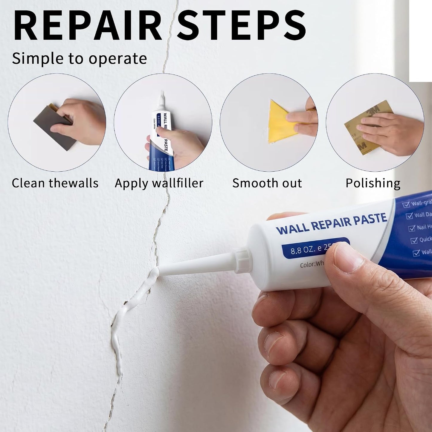 Drywall Repair Kit with Scraper, 2026 New Wall Mending Agent for Holes, Cracks, Small Damage, Quick Easy Solution for Home Wall Efficient Patch Repair (1 pcs)