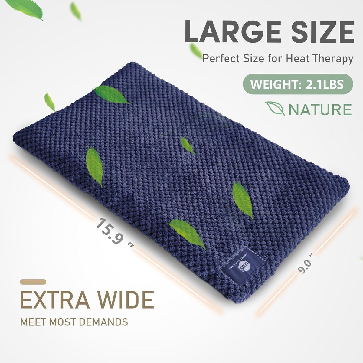 UNCN Wide Microwave Heating Pad with Washable Cover 9.5 x 16in Microwavable