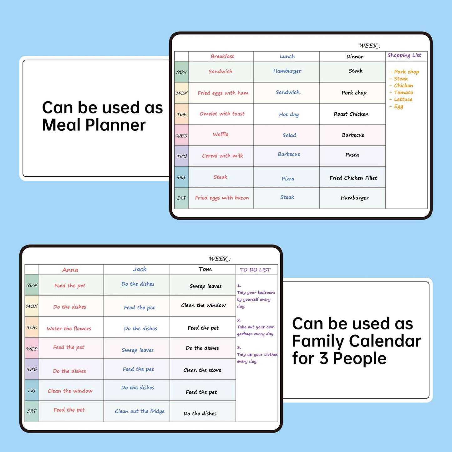 Magnetic Dry Erase Weekly Planner with Hourly Time Slots Whiteboard Calendar for Fridge, Schedule Board, to DO and Chore List for Family 16.5”(L) × 11”(H)