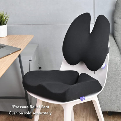 C CUSHION LAB Extra Dense Lumbar Pillow - Patented Ergonomic Multi-Region Firm Back Support for Lower Back Pain Relief - Lumbar Support Cushion with Strap for Office Chair, Car, Sofa, Plane - Grey