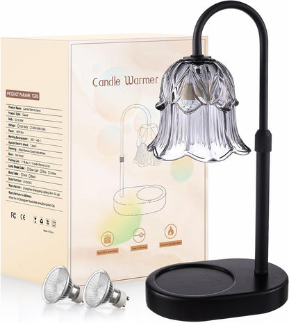 Candle Warmer Lamp Adjustable Timer - Electric Flower Glass Candles Light