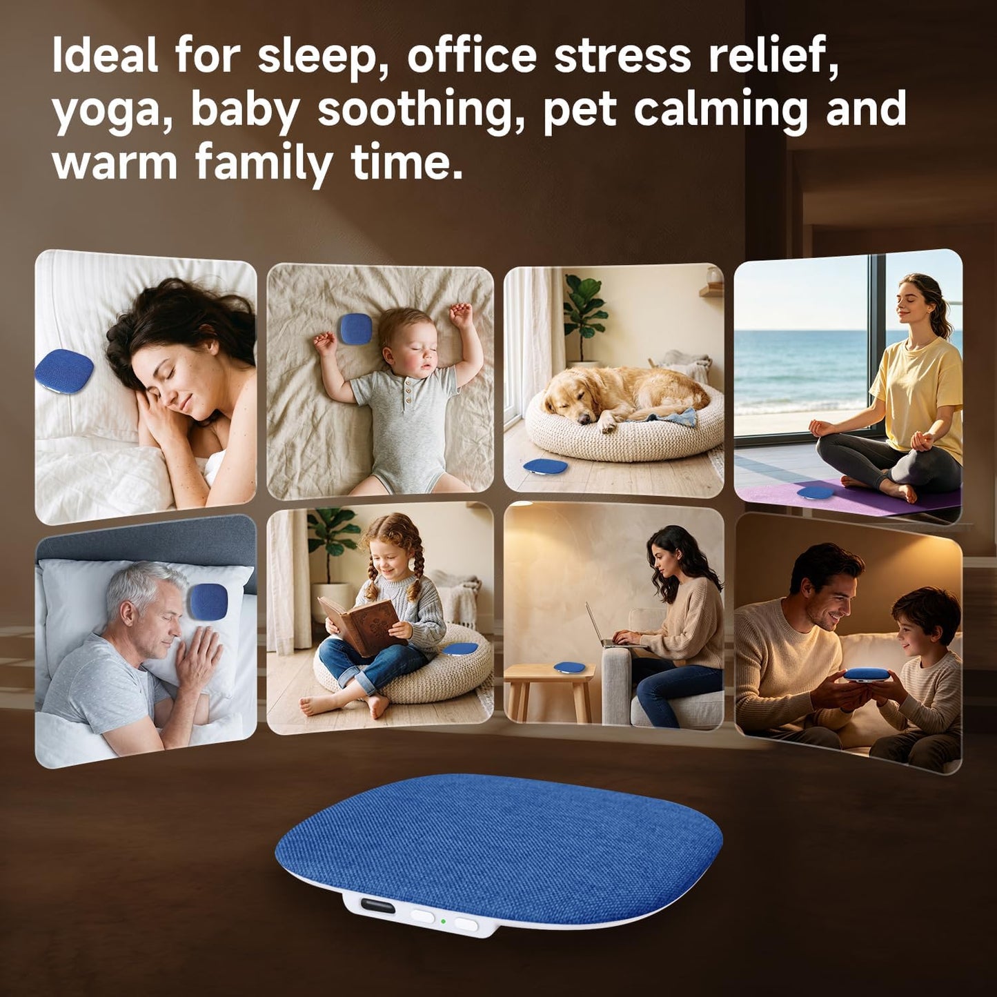 TAZATA Bluetooth Pillow Speaker for Sleeping, Blue | Under Pillow Sleep Speaker, 100 White Noise Sounds (Pink/Brown Noise), Auto-Off Timer, Side Sleeper Friendly