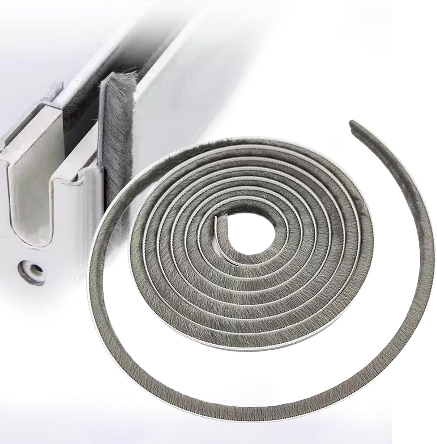 16 Ft (5m) 196 Inch Sliding sash Windows Doors Tape Pile Draught excluder Brush Seal Strip weatherstrip 7mm x 12mm (7/24 1/2 Inch, Gray)