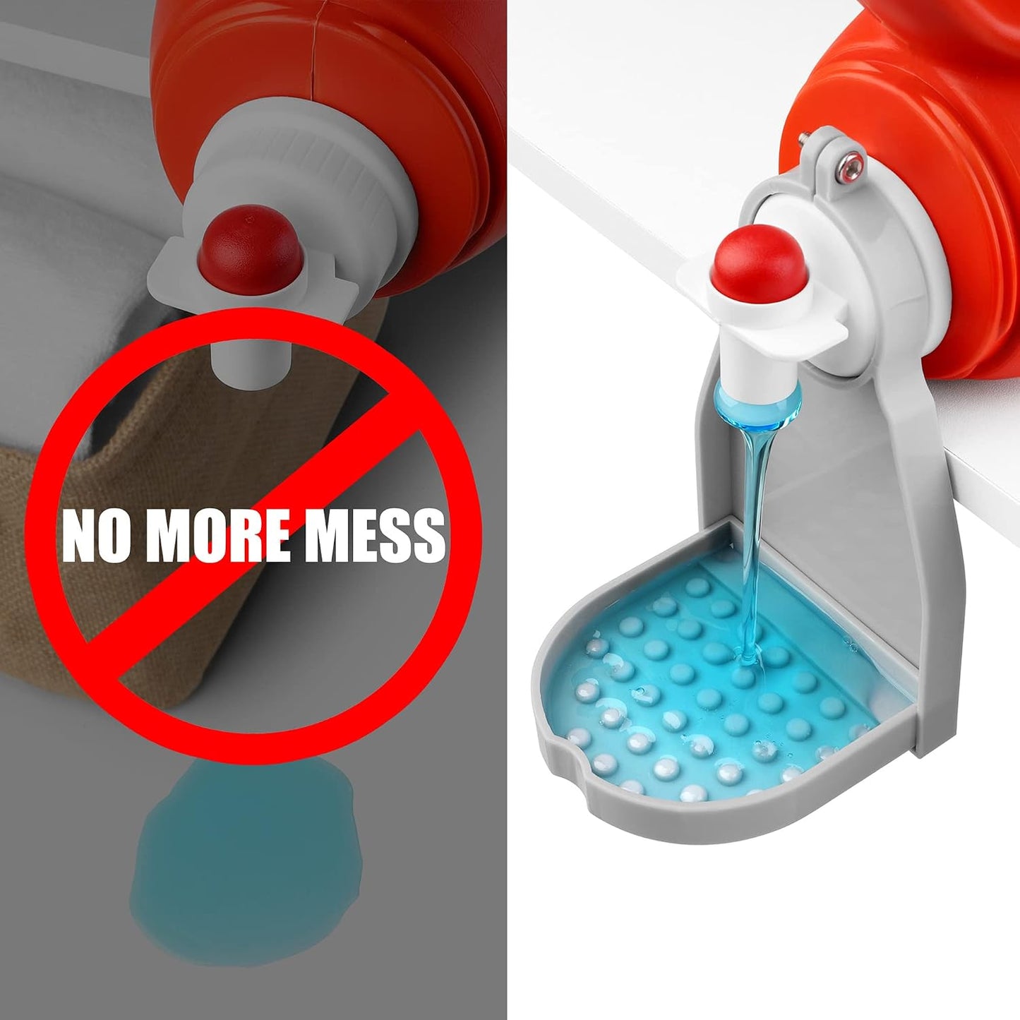 Detergent Cup Holder Set of 2, Besuerte Tidy Cup Laundry Detergent Drip Catcher Leak for Laundry Room Durable- No-Fall, No Drips or Spills【Grey】