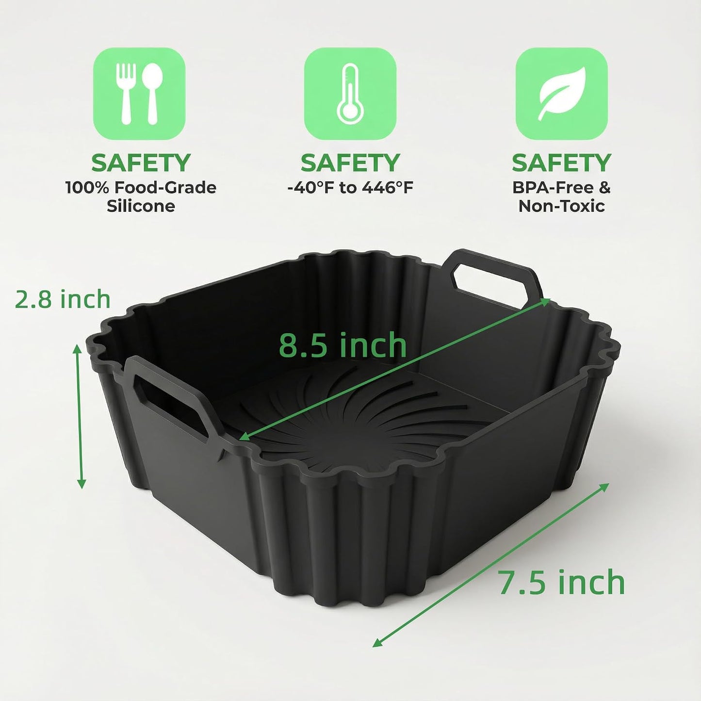 Silicone Air Fryer Liners 2 Pack, Reusable Silicone Air fryer basket liners for Ninja AF141 181, 8.5 Inch Air Fryer Liners for COSORI 5-6.5 QT,Large Air Fryer Accessories