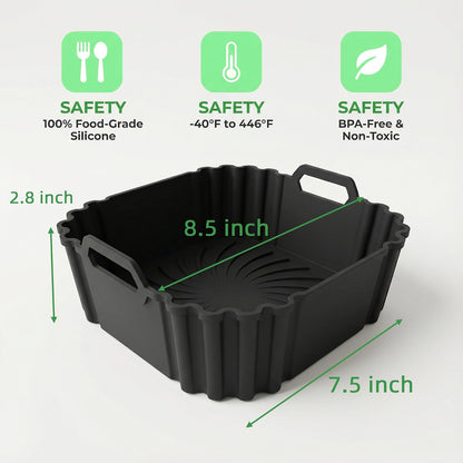 Silicone Air Fryer Liners 2 Pack, Reusable Silicone Air fryer basket liners for Ninja AF141 181, 8.5 Inch Air Fryer Liners for COSORI 5-6.5 QT,Large Air Fryer Accessories