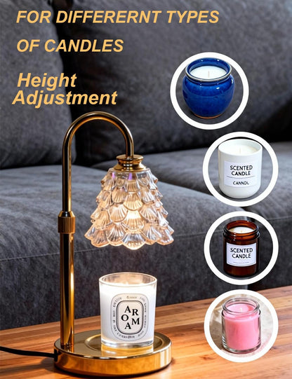 Candle Warmer Lamp, Flower Glass Candle Lamp with Timer, Birthday Gifts for Mom Women, Dimmable Height Adjustable Home Gifts, Home Decor for Home Bedroom Office Fragrance (Green Flower)