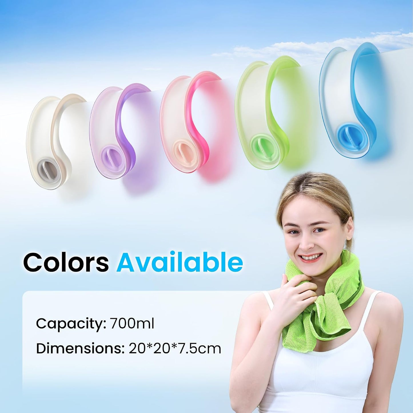 samply Reusable Ice Packs for Neck, Neck Ice Pack Wrap, Dove Gray | Wearable design cools the neck and shoulders in hot weather. Reusable gel pack is ideal for commuting, work and outdoor use.