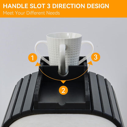 GEHE Bamboo Couch Cup Holder, Anti-Spill Sofa Arm Tray, Natural and Easy to Clean Couch Arm Cup Holder Armrest Tray Perfect for Cups, Beers, Snacks, Remote Control, Drinks