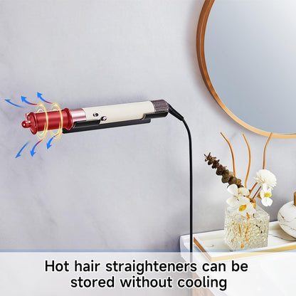 2 PCS Wall Mount Curling Iron Holder and Hair Tool Organizer with Adhesive, Multifunctional Hot Flat Iron and Hair Straightener Holder Storage Stand for Vanity, Cabinet and Wall, White