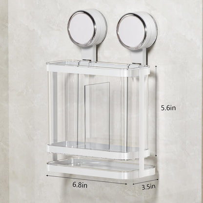 Toothbrush Holders with Drain Tray, Hanging Toothbrush and Toothpaste Holder Organizer Bathroom Caddy Countertop for Toothpaste, Razors, Electric Toothbrush - Clear | Detachable, Easy to Clean, Bathroom Organizer for Electric Toothbrush, Razors