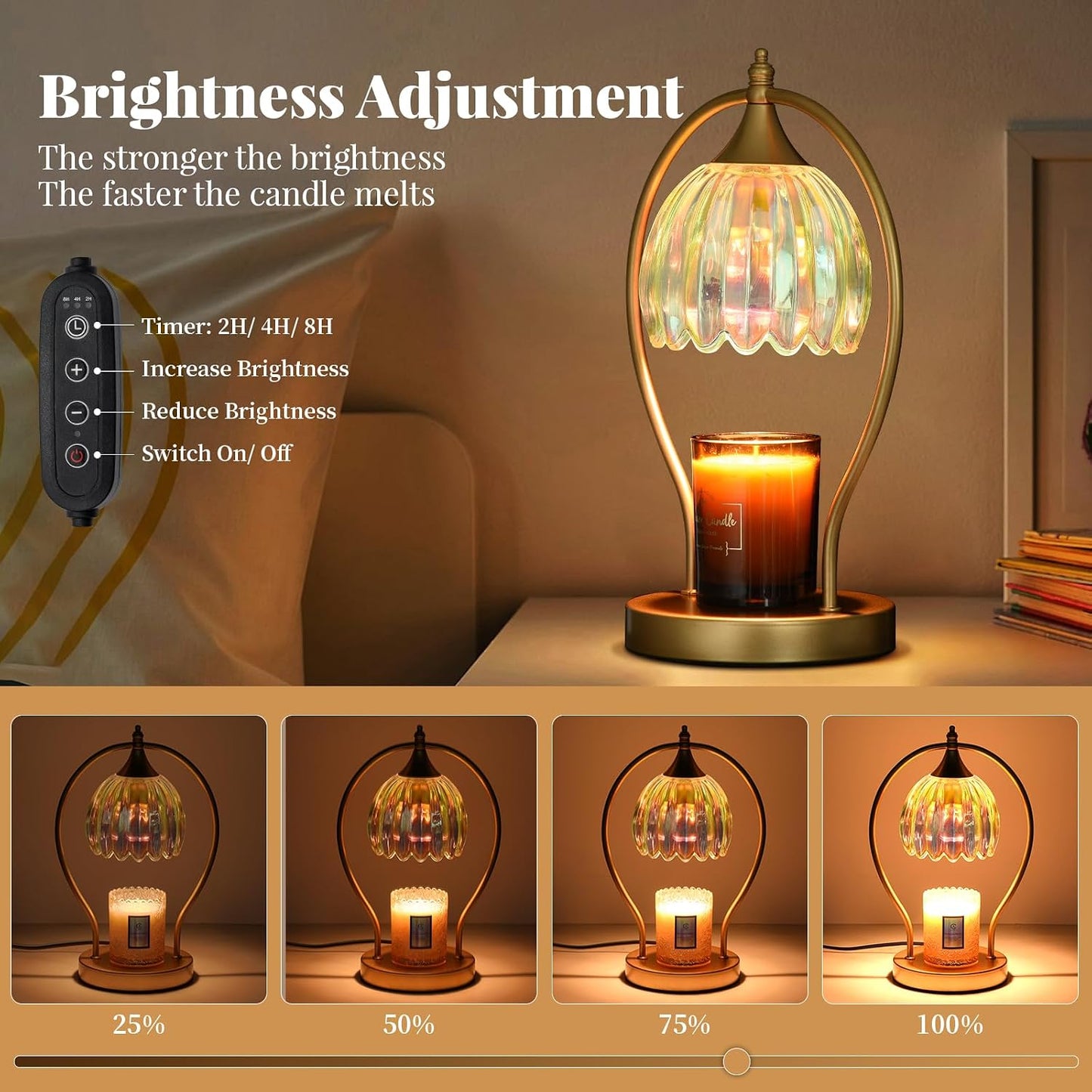GOODBUY Candle Warmer Lamp with Timer Dimmable: Electric Candle Warmer Birthday Gifts for Women Mom - Candle Lamp Warmer House Warming Gifts New Home Decor - Wax Warmer for Jar Candles with 2 Bulbs