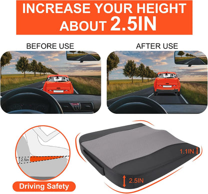 Lofty Aim Car Seat Cushion, Memory Foam Car Seat Cushions for Long Driving | Comfy Car Seat Pillow for Pain Relief, Driver Seat Cushion Adds Height, Butt Cushion for Car, Truck, Office Chair, Black