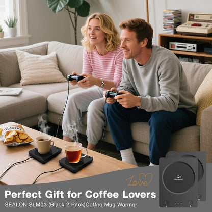 SEALON SLM03 Electric Coffee Mug Warmer - 3-Temperature Desk Cup Warmer with Auto Shut-Off (4 Hours) for Heating Coffee, Tea, Milk & Beverages