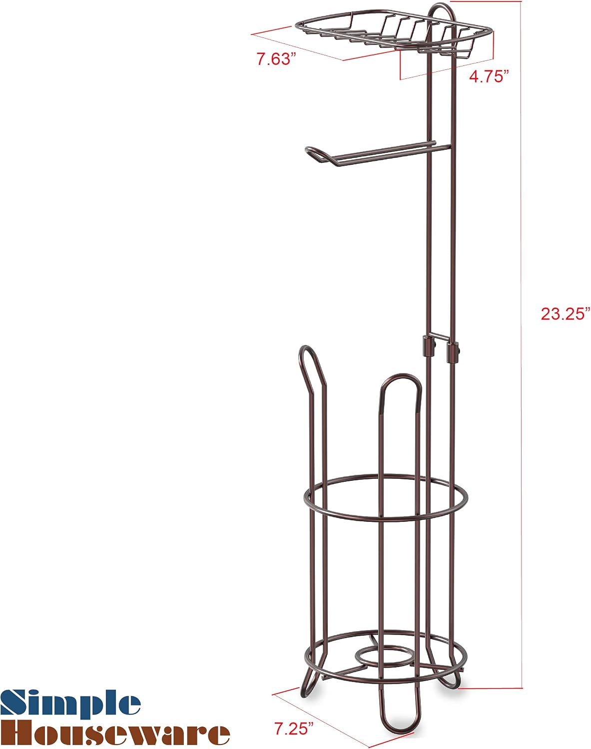 Simple Houseware English Style Toilet Paper Stand Holder w/Woodtop, Bronze | 4 Paper Rolls, 8.5" x 8.75" x 29.2"