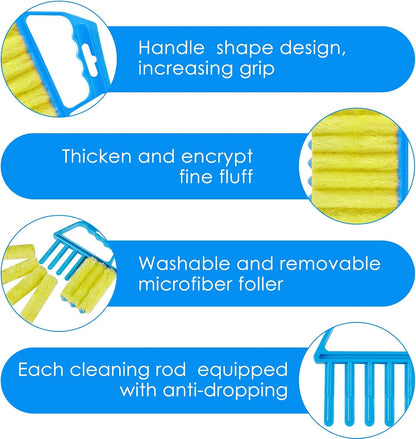 Geiserailie 2 Pcs Window Venetian Blind Cleaner Duster Tool Washable 7 Fingers Dusting Cleaner and Air Vent Shutter Brush Blinds Air Conditioner Fan Duster Dirt Housekeeping Tool (2 Color)