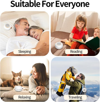 Sound Machine Noise Machine with 30 Soothing Sounds 12 Night Lights 4 Timers Memory Function 32 Level Volumes Rechargeable Battery for Sleeping Working Relaxing for Baby Adults Kids White