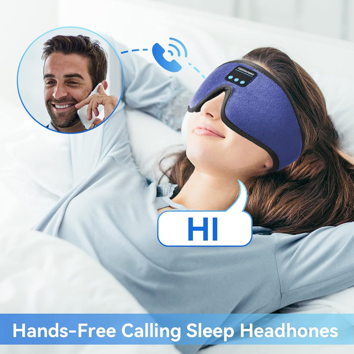 Sleep Headphones, Bluetooth 5.0 Wireless 3D Eye Mask, Lightimetunnel Washable Sleeping Headphones for Side Sleepers With Adjustable Ultra Thin Stereo Speakers Microphone Hands Free for Insomnia Travel