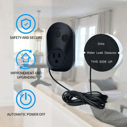 Ortis Water Alarm Leak Detector, 95 dB Loud Alarm, Automatic Shutoff Controller, Upgraded Stainless Steel Sensor Probe, Adjustable 0–2mm Probe Height, Water Damage Protection for Home Appliances
