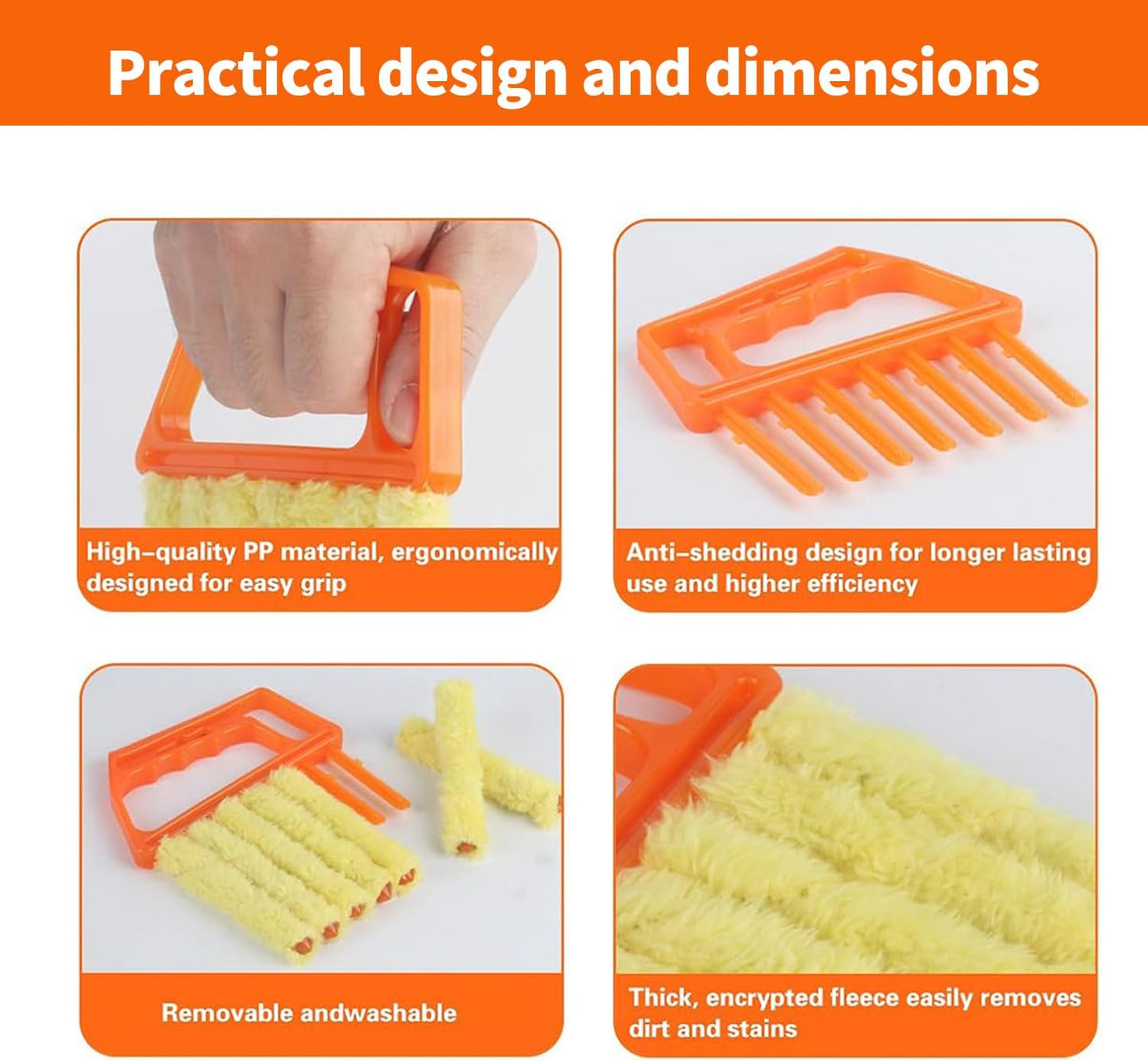 6 Finger Blind Cleaner Duster Tool, LZJPECES Window Blinds Cleaner with 6 Reusable Microfiber Covers for Venetian, Wood, Vinyl Blinds, AC Vents, Window Sills & Tracks