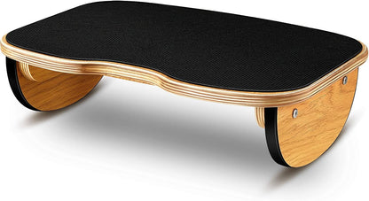 Ergonomic Wood Foot Rest for Enhanced Circulation Under Desk Wood Footrest Stool Rocker Balance Board for Supporting Relieving Leg Pressure, Home and Office Use, 15.8 x 11 x 4.3 Inches