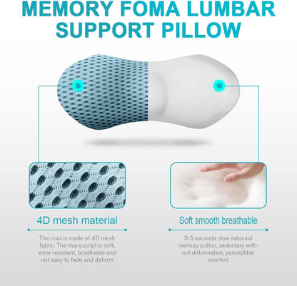 Lumbar Support Pillow for Office Chair, Memory Foam Lumbar Pillow for Lower Back Pain Relief (Grey)