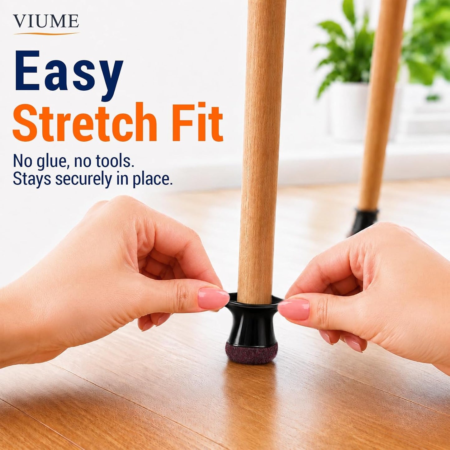 VIUME 24 Pcs Chair Leg Floor Protectors for Hardwood Floors Round | Silicone Covers Felt Pads Furniture Leg Caps Anti-Scratch Reduce Noise Fit (1-5/16" to 2")