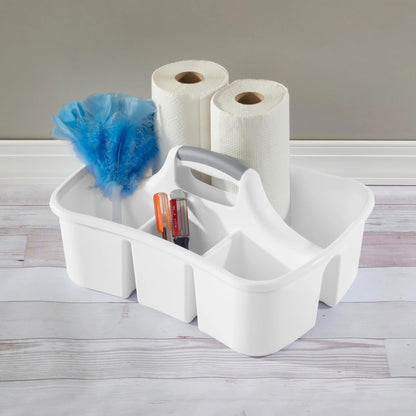 Large 5 Gal Divided Cleaning Caddy with Handle | Divided compartments, portable storage, 17.75 x 13.25 x 7.75 in, ideal for housekeeping, dorm and shower use