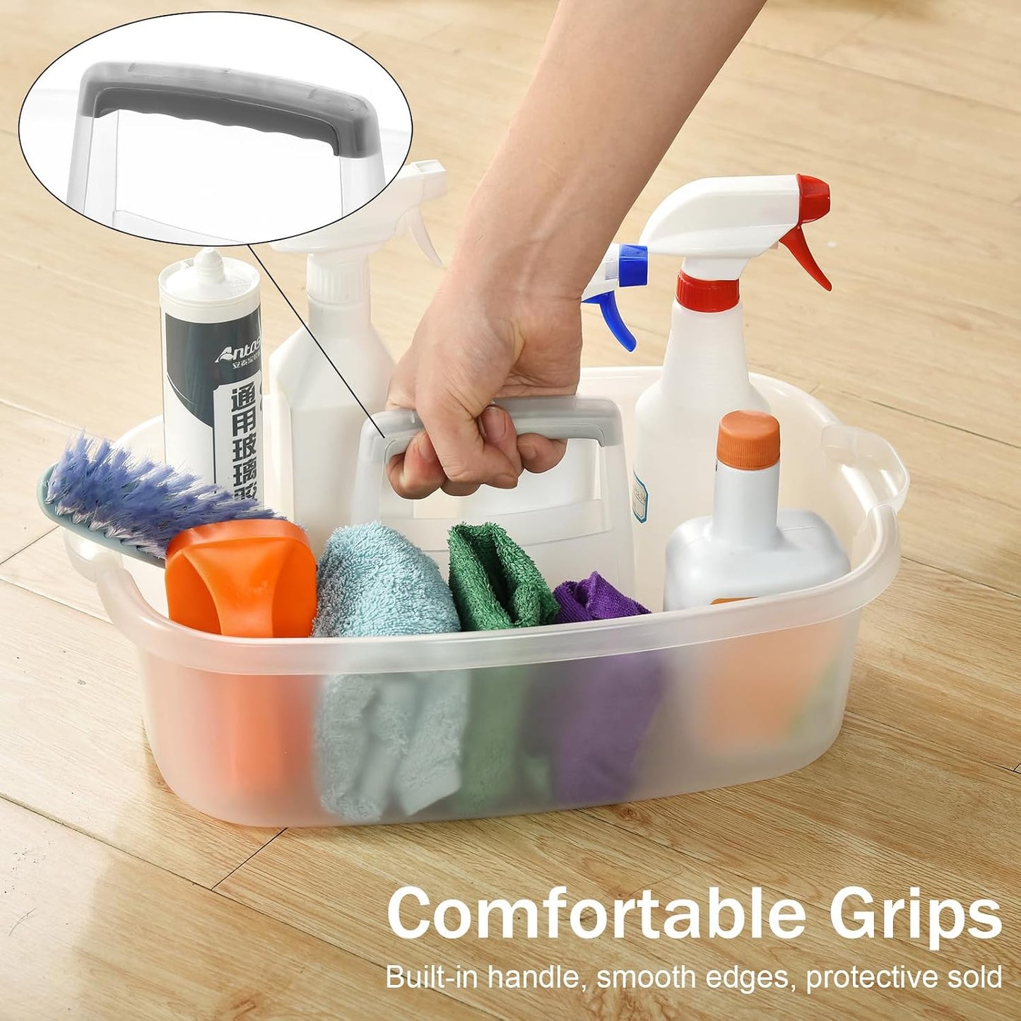 ALINK Large Plastic Shower Caddy Tote, Portable Storage Caddy Basket Organizer with Handle for Dorm, Bathroom, Tool, Garden, Kitchen, Cleaning Supplies – Blue