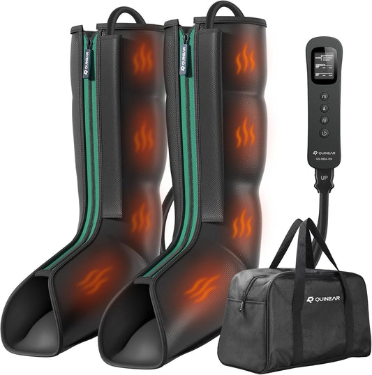 QUINEAR Leg Massager for Circulation and Pain Relief, Heating Leg Compression Massager with 3 Modes, Foot and Calf Massager with 3 Intensities 3 Heats - Gift for Mom and Dad