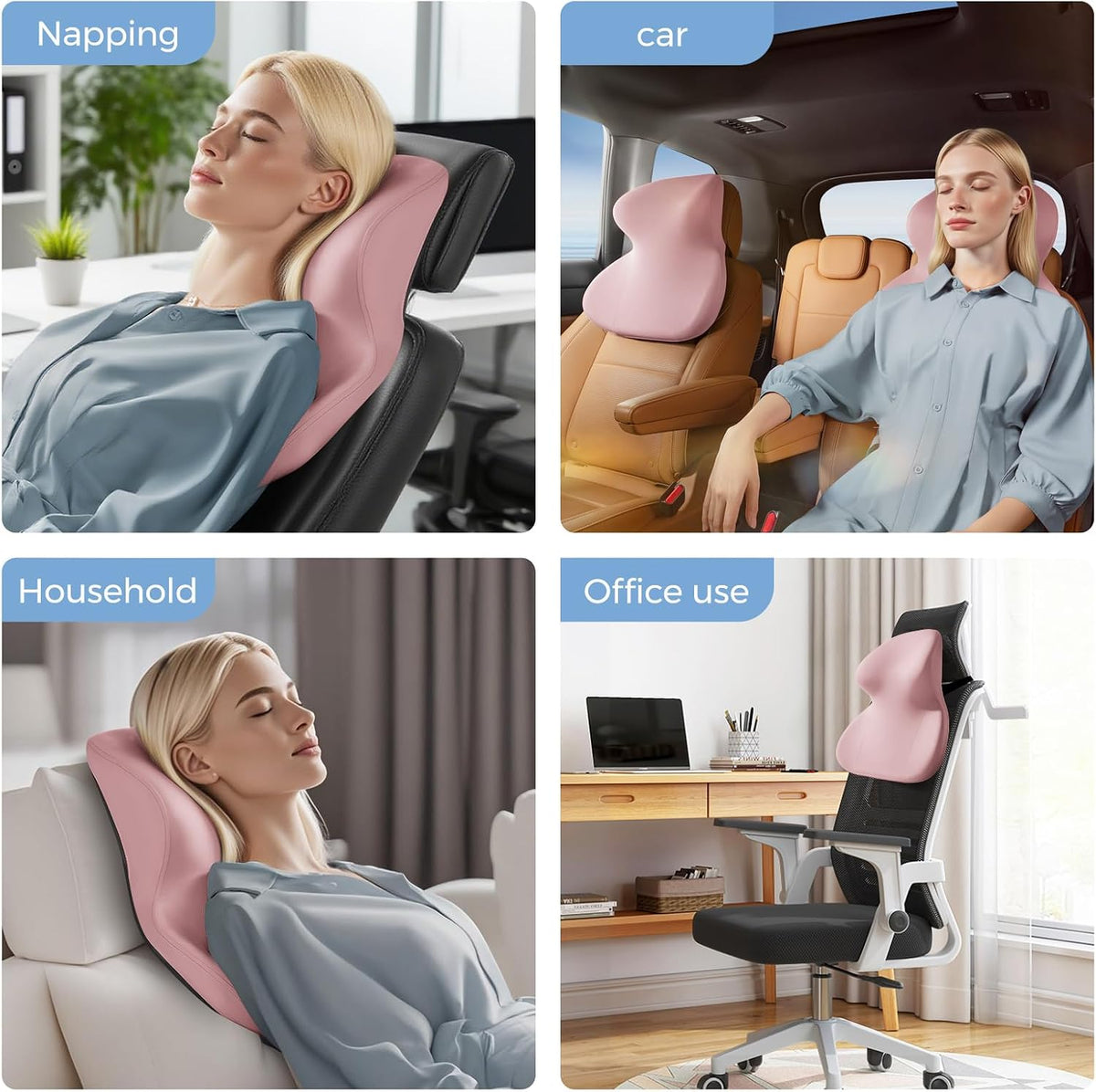 BEBAS Car Headrest Pillow, Ergonomic Neck Pillow with Memory Foam, Black