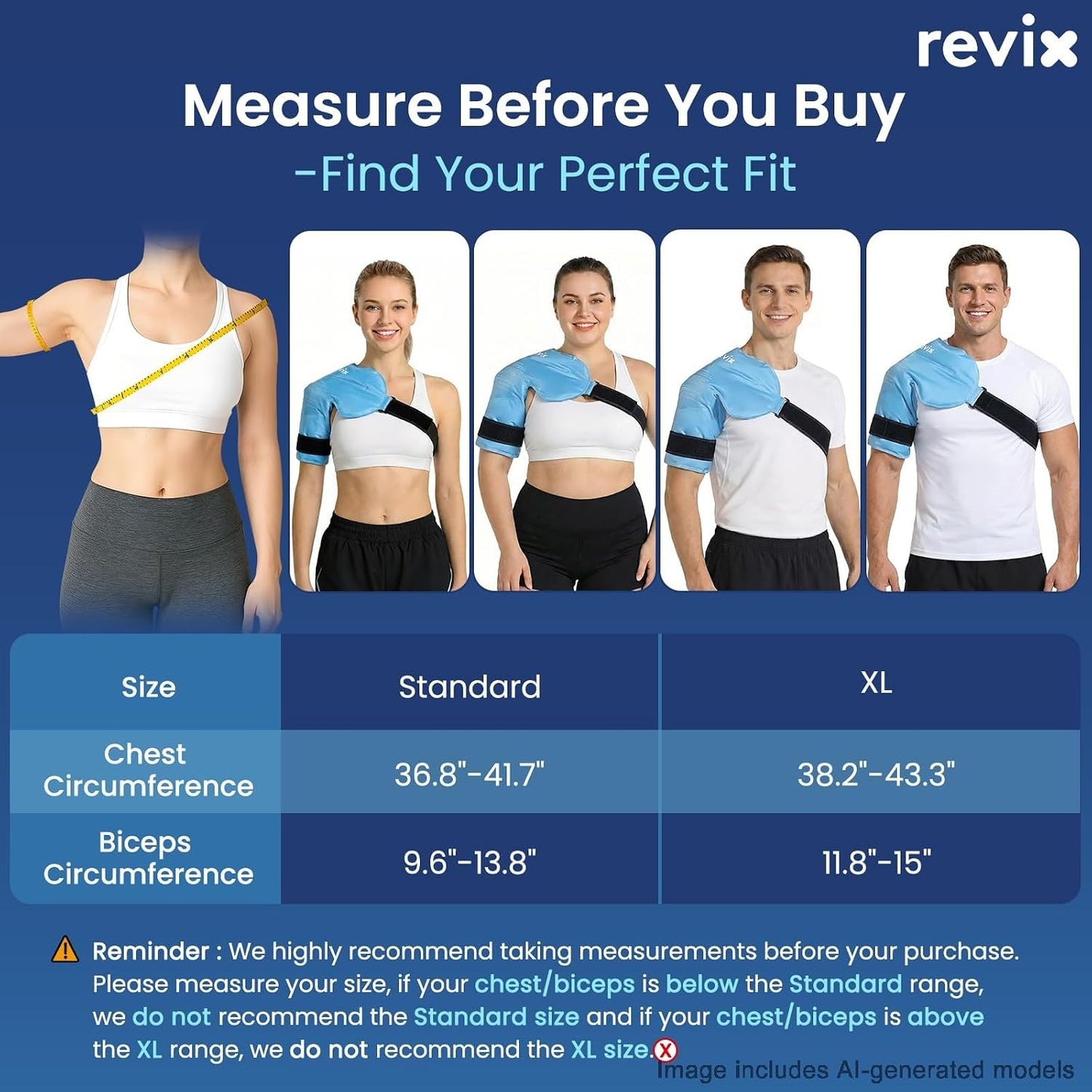 REVIX Shoulder Ice Pack for Rotator Cuff Cold Therapy, Arm Gel Ice Pack for Injuries Reusable, Flexible Cold Compression Wrap for Post-Workout Recovery, Fatigue and Shoulder Discomfort, Blue